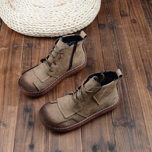 Mori Girl Literary Retro British Wind Martin Boots Thick-Sole Big Head Doll Shoes Handmade Comfort Women Shoe Casual Short Boots