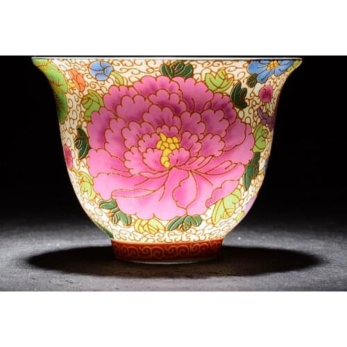 Tea cup ceramic tea set tea cup ceramic cloisonné enamel kung fu single cup master cup NO.YZ40