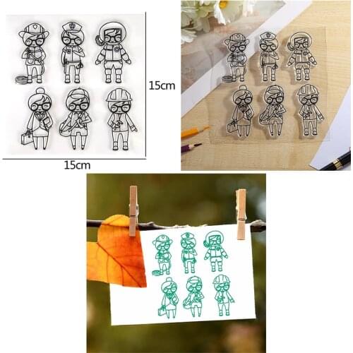 A Girl In Different Business Attire Engineer Words Transparent Clear Silicone Stamp For DIY Scrapbooking Cards New 2020