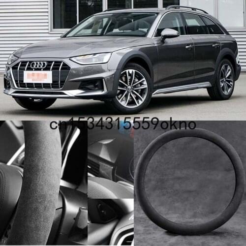 For Audi A4 Circular D Type Black Alcantara Suede Car Steering Wheel Cover Car Accessories