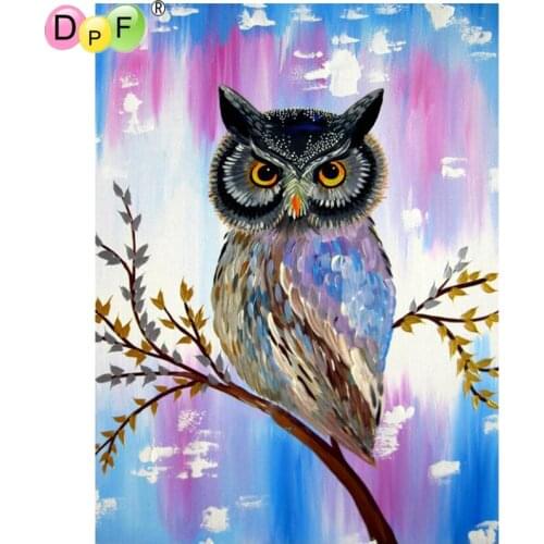 DPF diamond embroidery Color owl diamond painting cross stitch needlework diamond mosaic kit full square rhinestone home decor