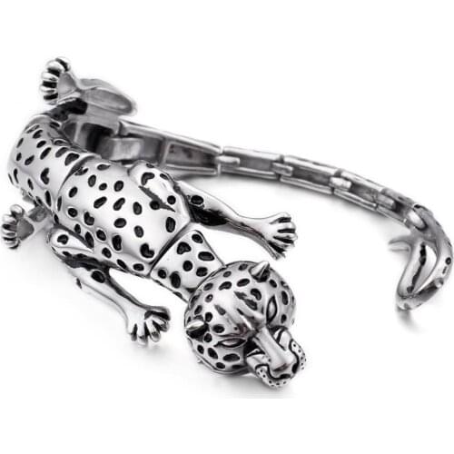 Jewels Store Hip Hop Tiger Leopard Lizard Scorpion Bracelet Men High Quality Stainless Steel Rock Animal Charm Bracelet Jewelry