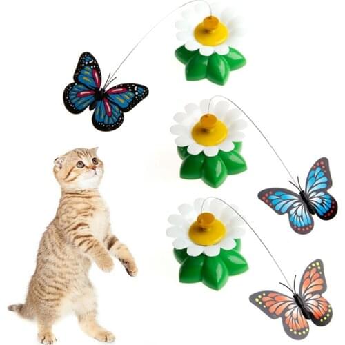 Electric Rotating Butterfly Cat Rod Funny Pet Toys Kitten Play Toy