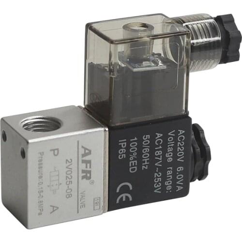 2Pcs 2V025-08 12v 24v 220v airtac type pneumatic solenoid valve 2 Position 2 Port Normally Closed Air Magnetic Valve Pneumatic