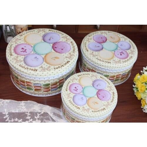 Candy Cookies Elegant Macarons box 3 different size in 1 sets Europe Style Retro Cake Tin Boxes