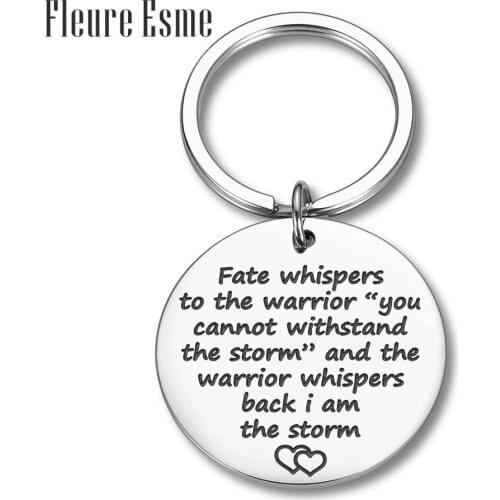 Fashion Keychain Gifts for Women Men Teenage Girls Fate Whispers To The Warrior I Am The Storm Key Tag Recovery Survivor Jewelry