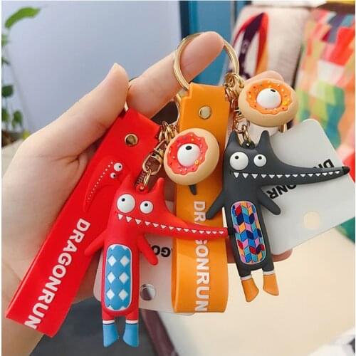 Cartoon Crocodile Keychain Original Fox Key chains Childhood Lovely Hedgehog Car Bag Keyring Pendant For Girl Bag Gifts