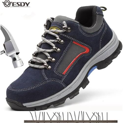 Mens Work Safety Shoes Steel Toe Cap Breathable Boots Men Outdoor Anti-slip Anti-Puncture Construction Safety Boots Big Size 48