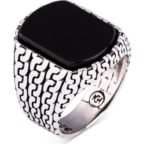 Men Silver Ring Vintage Black Onyx Stone Silver Ring Made In Turkey Solid 925 Sterling Silver
