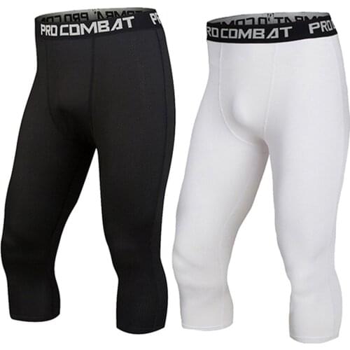 Mens Tracksuit Gym Fitness Compression Sports Leggings Clothes Running Jogging 3/4 Pants Gym Fitness Tights Basketball Soccer
