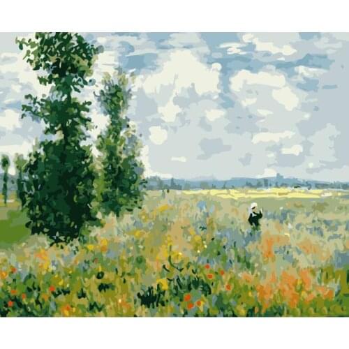 Poppy Monet Garden Scenery DIY Painting By Numbers Wall Art Picture Acrylic Canvas Painting For Home Decoration Drop Shipping