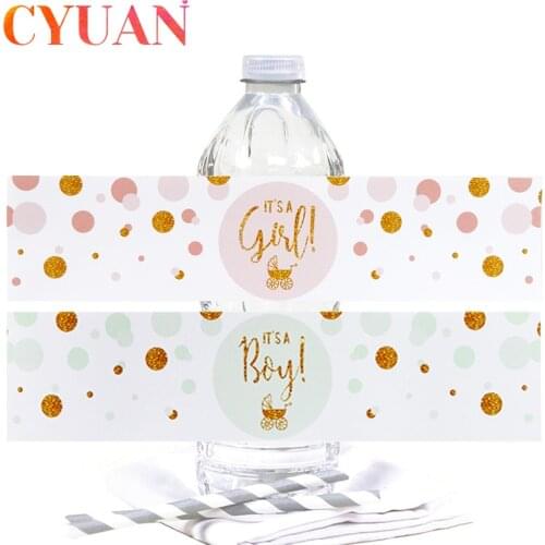 CYUAN 12pcs Baby Shower Decoration It' a Girl/Boy Water Bottle Gift Stickers Label Baby Shower Birthday Bottle Label Stickers