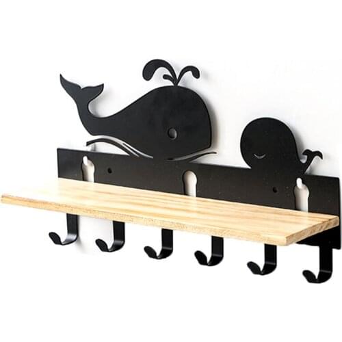 Wall Mount Hook Rail Coat Rack with 6 Iron Hooks Hanging Door Coat Rack Hook Key Holder Kitchen Accessories Hook