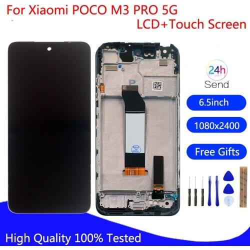 Original For Xiaomi POCO M3 PRO 5G LCD Screen Display Touch Digitizer Phone Parts For Pocophone M3 Pro Screen LCD Display+Frame