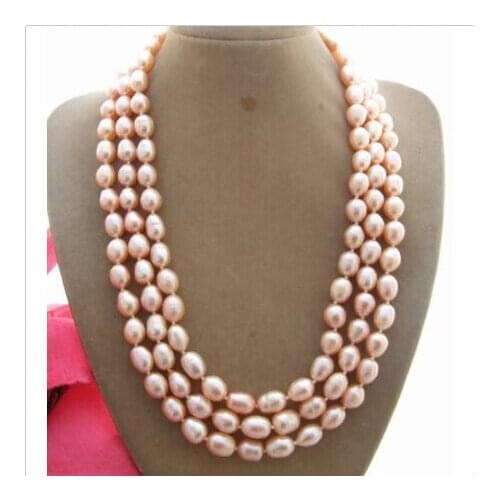 3Strad Natural 8x10MM Pink Pearl Necklace