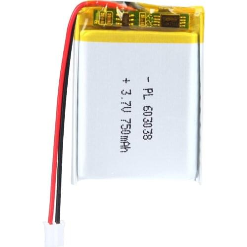 YDL 3.7V 750mAh 603038 Rechargeable Lipo Battery with JST Connector