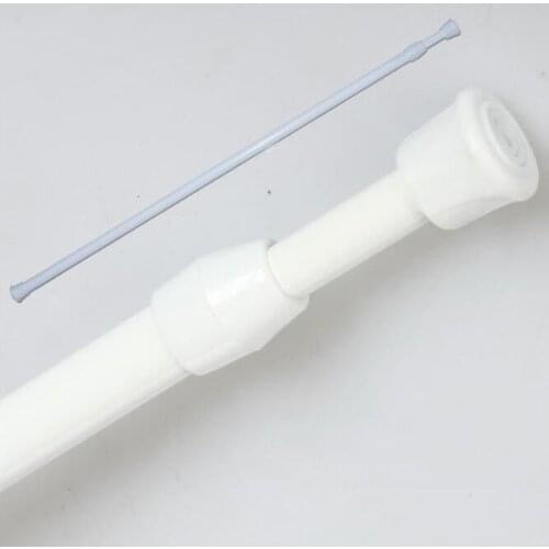 2Pc Adjustable 28"-47" Round Spring Tension Curtain Shower Rods Poles White towel bar function curtain accessory