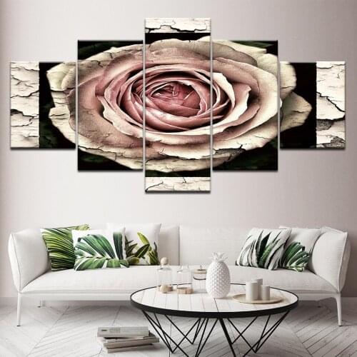 Rose-round flowers 5 Piece Wallpapers Art Canvas Print modern Poster Modular art painting for Living Room Home Decor