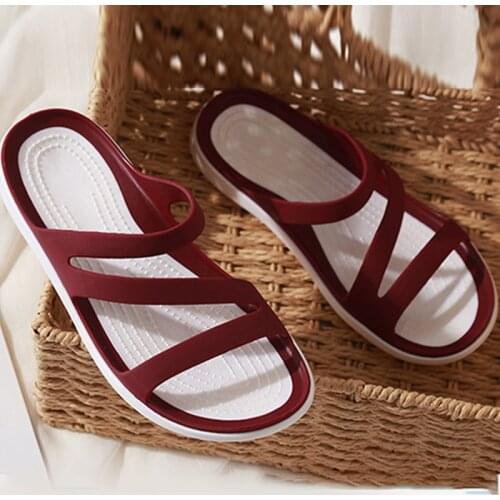 2021 Women Summer Slippers Flat Woman Non Slip Low Heel Peep Toe Slides Casual Beach Outdoot Female Ladies Jelly Comfort Sho