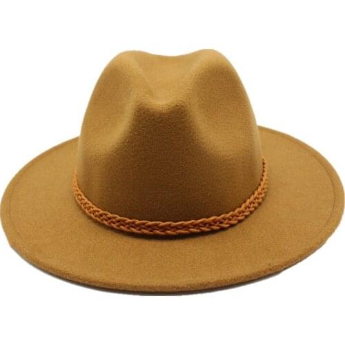 Seioum Fashion Women Floppy Hats Vintage Jazz Woolen Felt Hat Female Autumn Winter Waves Wide Flat Brim Fedoras with Ribbon Band