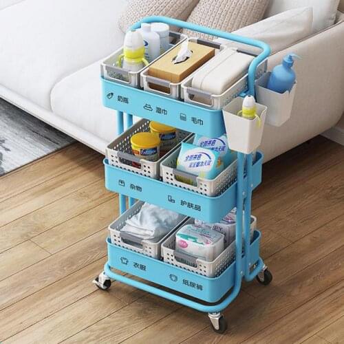Storage Rack, Floor Trolley, Kitchen, Movable Wheeled Baby Products Storage Rack, Suitable For Domestic Trolley