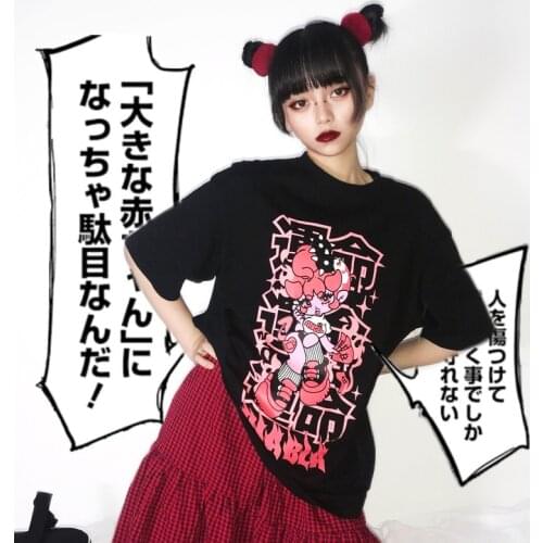 T shitts for women Harajuku Cute Short Sleeve dropshipping hot tops Tee Anime print T-shirt Cotton punk kpop korean clothes