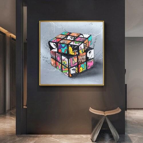 Street Graffiti Art Canvas Painting on The Wall Posters and Prints Wall Art Magic Blocks Picture for Living Room Cuadros Decor