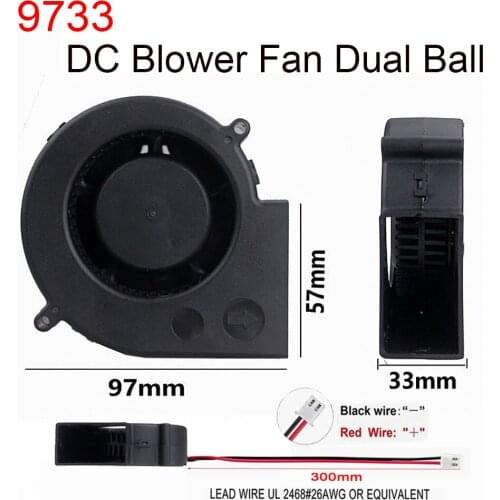 100 Pcs Gdstime 9733 Ball Bearing DC 2 Pin 97mm Blower Fan 12V 9cm Ventilation Axial Motor Cooling Fan 97x33mm wholesale