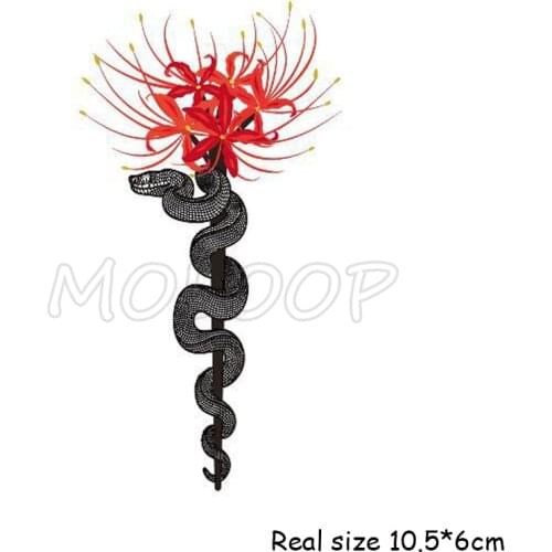 Temporary Tattoo Sticker Red Spider Snake Lily Plant Flower Waterproof Fake Tatto Water Transfer Flash Tatoo for Woman Girl Kid