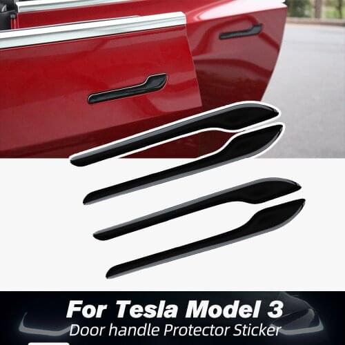 Vxvb For Tesla Model 3 2021 Car Accessories New Door Handle Wrap Cover Carbon Fiber ABS Protector Sticker Model3 Model Y Three