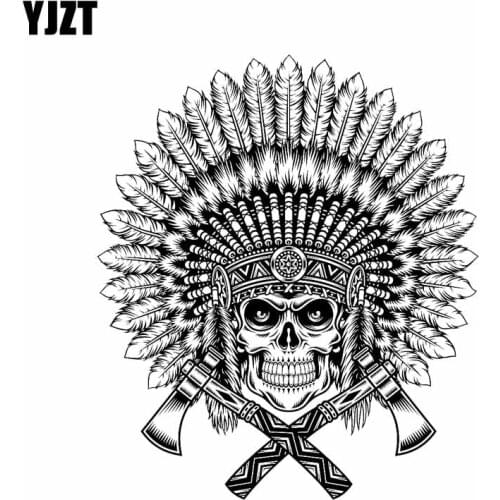 YJZT 13.5CM*15.7CM Car Accessories Indian Decal Skull Funny Car Sticker 6-2381