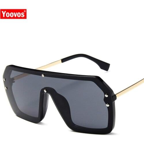Yoovos 2021 Metal Sunglasses Men Vintage One-piece Gradient Candies Lens Lady Sun Glasses Outdoor Party Lentes De Sol Hombre
