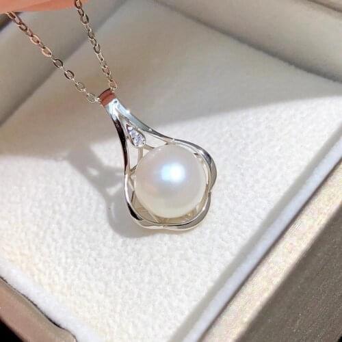 Hot Style 925 Sterling Silver Pendant Base Mountings Findings Womens Parts for Oyster Edison Pearl Coral Jade Beads Stones