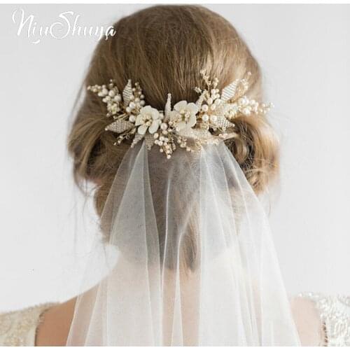 NiuShuya Gold Bridal Hair Comb Pearl Beads Wedding Hair Accessories Women Headpiece Girls Hair Vine Party Holiday Hair Jewelry