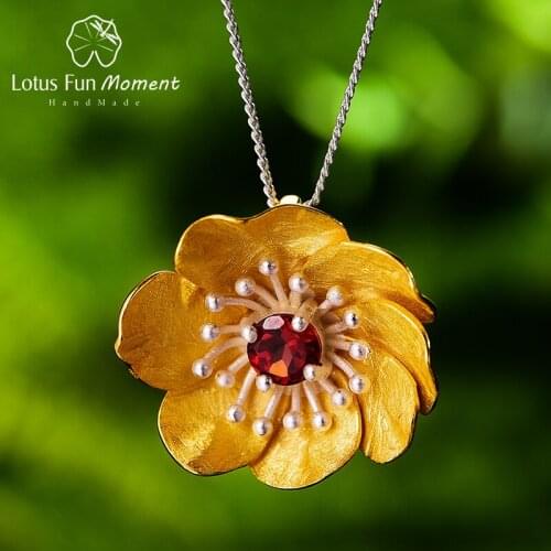 Lotus Fun Moment Blooming Anemone Flower Pendant without Necklace Real 925 Sterling Silver Handmade Fine Jewelry for Women Gift