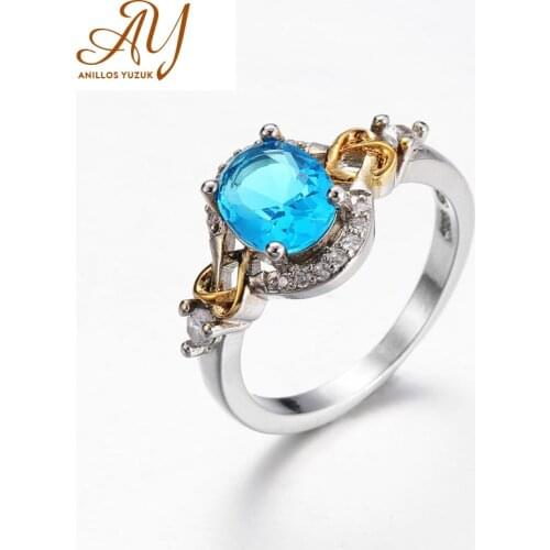 Anillos Yuzuk Trendy Aquamarine Amethyst Ring 925 Sterling Silver Gemstone Ring For Women Engagement Wedding Fine Jewelry
