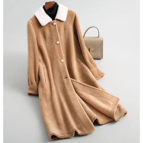 Real Wool Fur Coat Female Korean Fashion Sheep Shearing Coats 2020 Long Warm Winter Jacket Women Outerwear NST18137-1