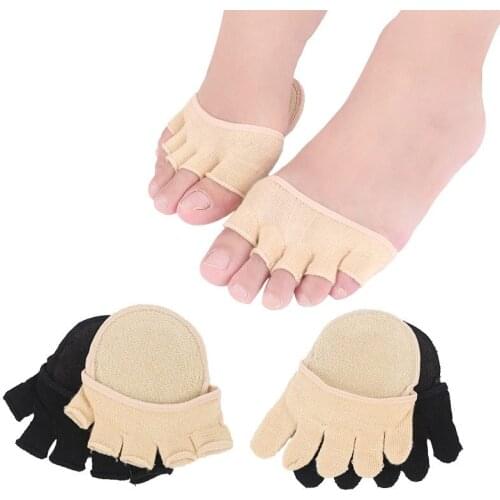 1 Pair Cotton Half Insoles Pads Foot Care Liners Forefoot Insoles Anti-Slip Pain Relief Massaging Gel Metatarsal Toe Support Pad
