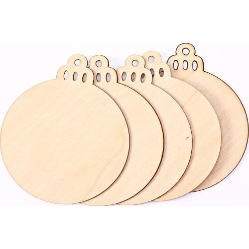 10pcs Unfinished Wooden ROUND CHRISTMAS BAUBLE Birch Blank Decorations Gift Tag Craft Shapes