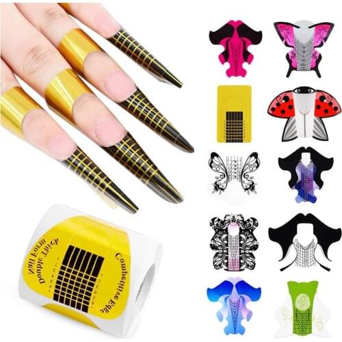 100 Pcs/Set French Nail Form Tips Nail Extension Art Tools Designs Acrylic Tips Nail Builder Mold Extension Tools