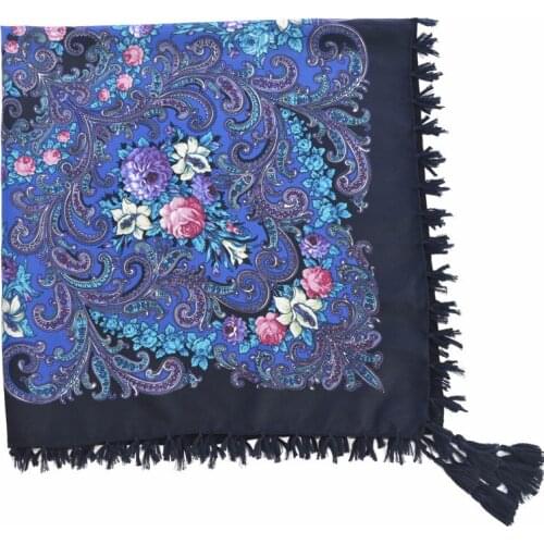 2018 Luxury Brand Winter Women Floral Scarf Fashion Warm Tassel Scarves Cotton Soft Blanket Oversize Wraps Shawls 90cmX90cm