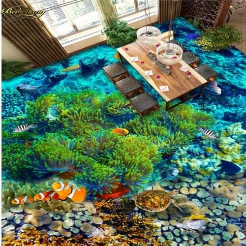 Beibehang Custom Photo 3D Floor Painting Wallpaper Underwater World Tropical Fish 3D Floor papel de parede