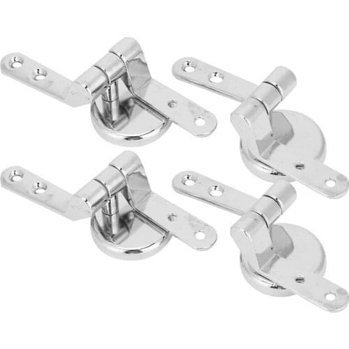 4Pcs Chrome Plated Zinc Alloy Toilet Seat Hinges Set Extended Toilet Hinge Fixing Mount Replacement Fittings Screws Accessories