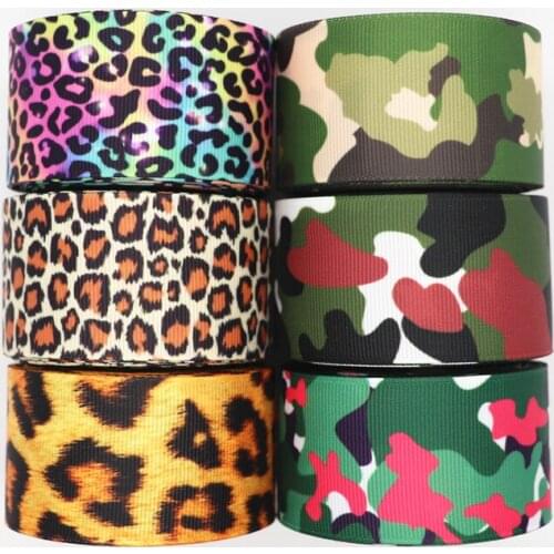 50 Yards 1.5'' 38MM Camouflage/Leopard Printed Grosgrain Ribbons For Hair Bows DIY Handmade Materials Y19090601