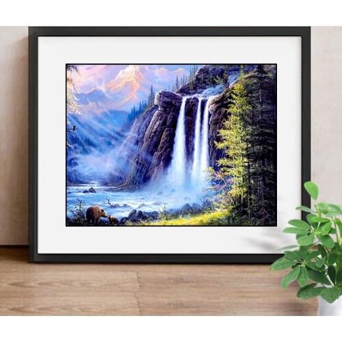 5D Diamond Embroidery Landscape Waterfall DIY Diamond Painting Rhinestones Diamond Mosaic Crafts Gifts