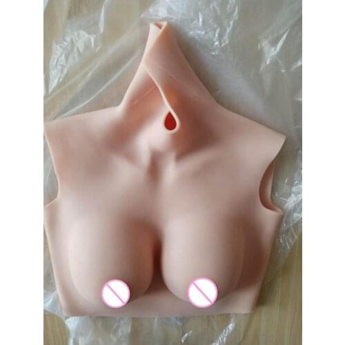 B CUP Short High Collar Neck Crossdresser Shemale Transgender Drag Queen Fake Artificial Boob Realistic Silicone Breast Forms 4G