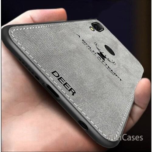 For Huawei Y9 2019 Case Cloth Distressed Hard Back Cover For Huawei Y9 2018 Phone Cases Soft Frame Fabric Fundas Huwawei