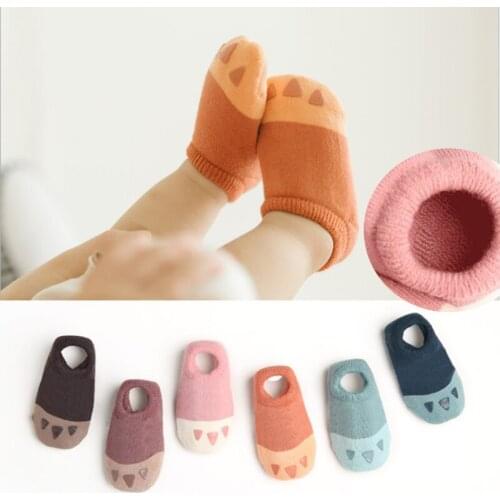 Baby non slip socks boy girl cotton terry thick newborn infant winter warm short slipper sock toddler Animal print sneakers sock