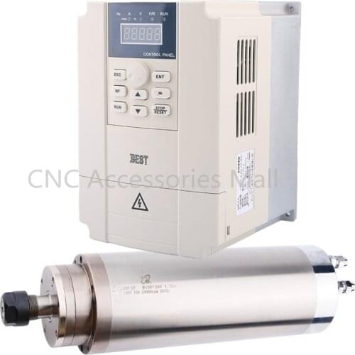 Water cooled spindle motor 4.5KW D100*300mm AC220V/380V woodworking engraving machine accessories & 5.5kw BEST VFD Inverter