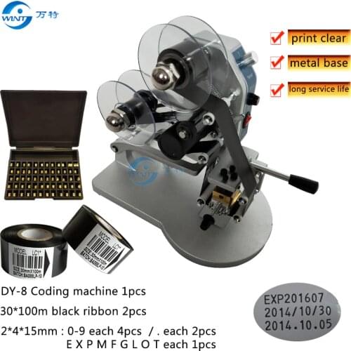 DY-8 ribbon direct heat type code printer production date number shelf life Aluminum plastic food packaging bag code printer